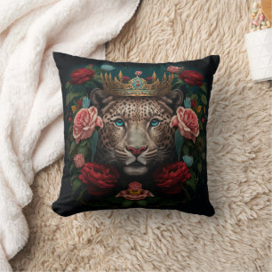 Almofada Jaguar com Coroa de Flores Pintura