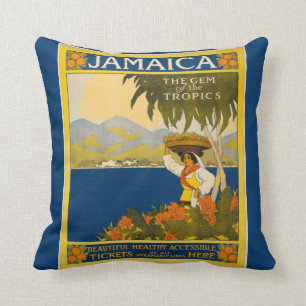 Almofada Jamaica - Gem dos trópicos (poster vintage)