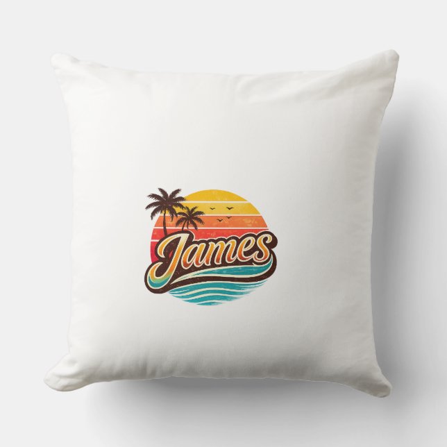 Almofada James Retro Sunset Tropical Nome Design (Frente)