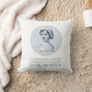 Almofada Jane Austen Retrato e Citação na Leitura
