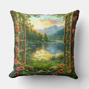 Almofada Janela falsa paisagem Cenário Natureza Decoração d