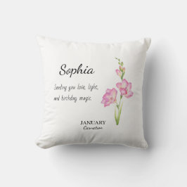 Almofada January Carnation Personalized Birthday