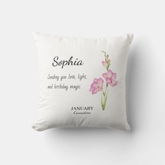 Almofada January Carnation Personalized Birthday (Frente)