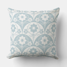 Almofada Japanese Floral Pattern in Soft Blue and White