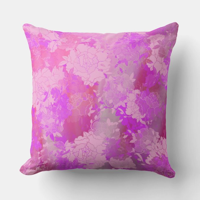 Almofada Japanese flowers pink patterns (Frente)