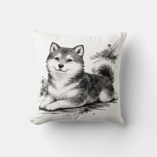 Almofada 【Japanese Ink Puppy Throw Pillow】