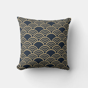 Almofada Japonês inspirado em indigo e tan design 1