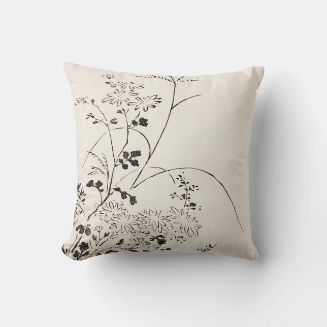 Almofada Japonês - Sketch Floral (Frente)