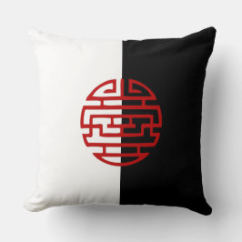 Almofada Japonês tradicional preto branco vermelho