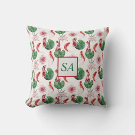 Almofada Japonês Watercolor Koi Fish Lotus