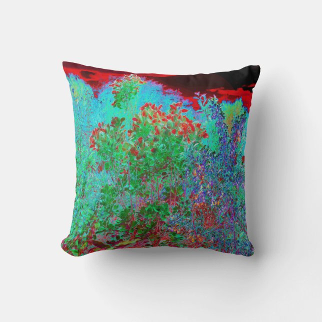 Almofada Jardim Abstrato Colorido com Crimson Sunset (Frente)