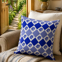 Jardim Azul | Travesseiro decorativo de padrão de