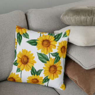 Almofada Jardim Brilhante de Girassóis - Decoração Floral F