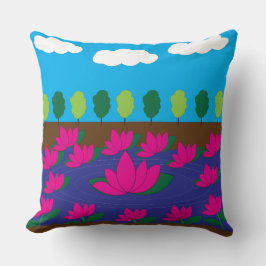 Almofada Jardim da Flor de Lotus Rosa