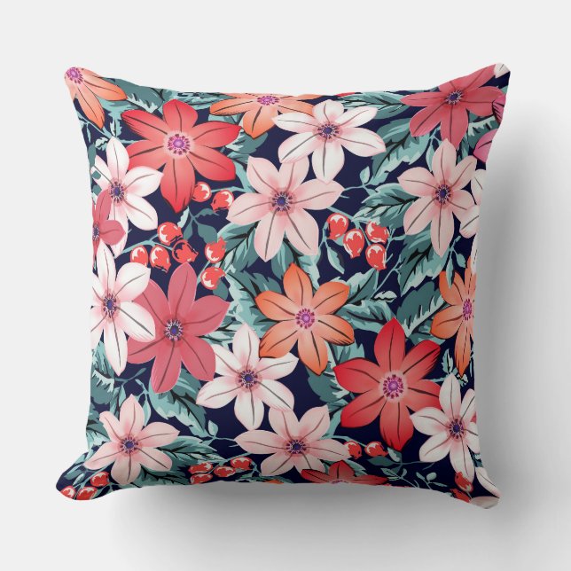 Almofada Jardim de aquarela das flores da primavera moderna (Frente)