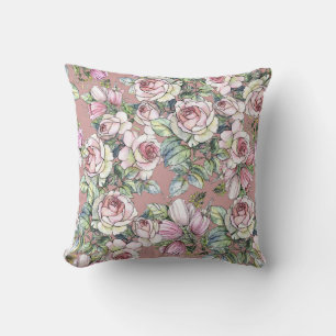Almofada Jardim de Aquarelas: Elegância de Tulipas de Rosa.