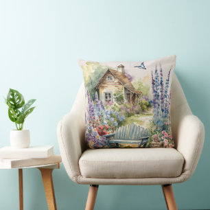 Almofada Jardim de Flor em Casa de Algodão em Inglês