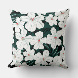 Almofada Jardim de flores brancas primavera de desenho simp