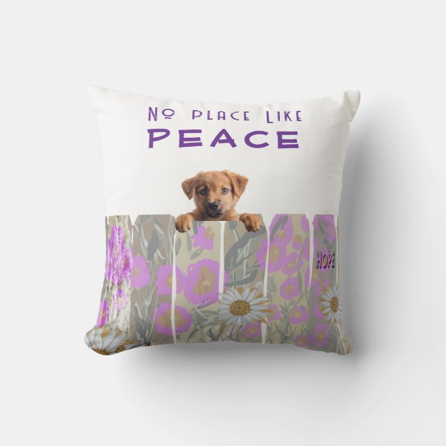 Almofada Jardim de Flores.Cachorrinho Pacífico Esperança (Frente)