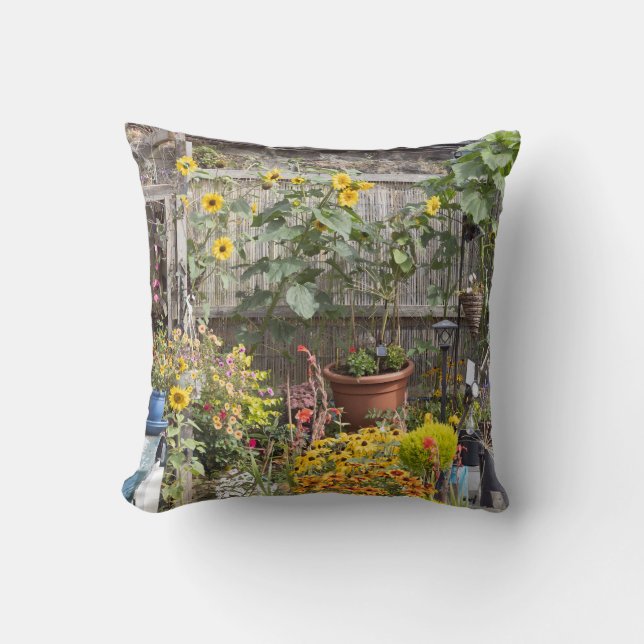 Almofada Jardim de flores e barco estreito (Frente)