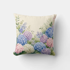 Almofada Jardim de Hortênsias em Aquarela