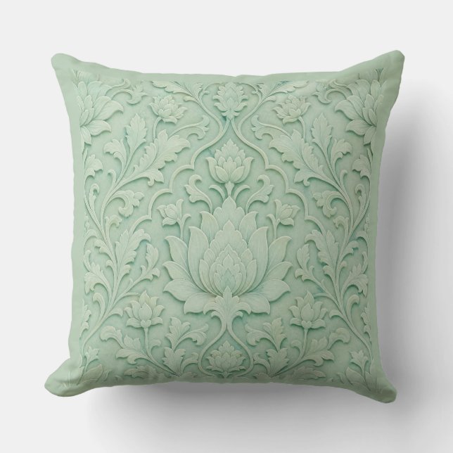 Almofada Jardim de Jade — Persa em Celadon Pálido (Frente)