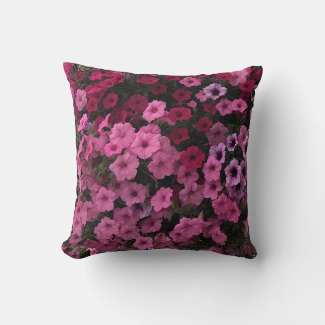 Almofada Jardim de Lavandas roxas cor-de-rosa Petunia (Frente)