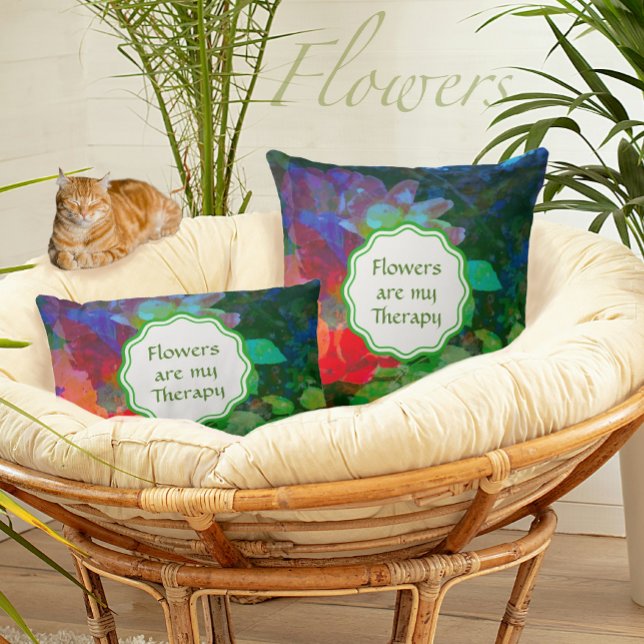 Almofada Jardim de Rosa Abstrato Personalizado (Are flowers your therapy? These pillows can be personalized with your own message or name.)