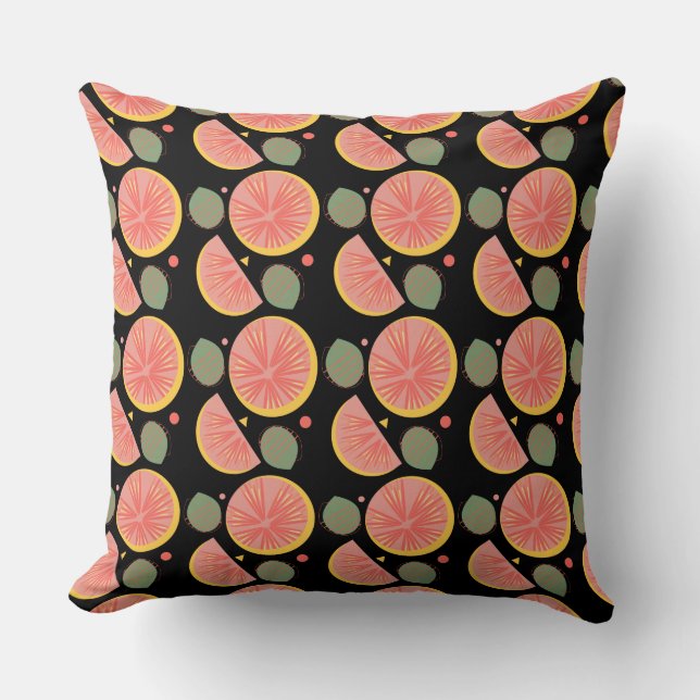 Almofada Jardim de Toranja Verde Fruta Preta (Frente)