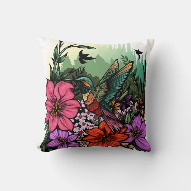 Almofada Jardim do Hummingbird (Frente)