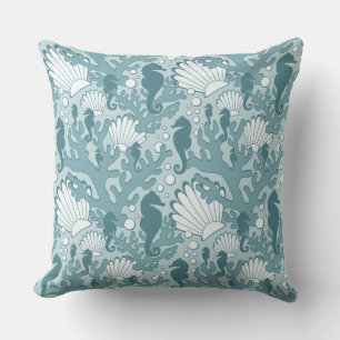 Almofada Jardim do Mar Teal Grande Travesseiro decorativo I