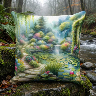 Almofada Jardim Encantado da Cachoeira Lago das Lírias