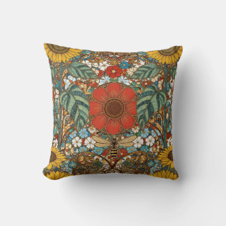 Almofada Jardim Floral Art Nouveau – Girassóis, Abelha