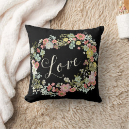 Almofada Jardim Floral Belo Amor Cushion Negro