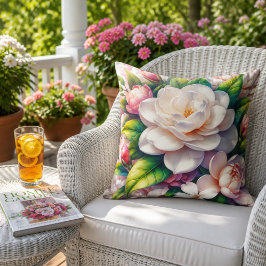 Almofada Jardim Floral Gardenia Floresce com Flores de Jard