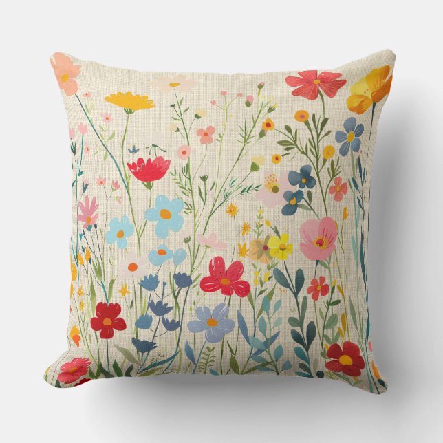 Almofada Jardim Floral Multicolorido Caprichoso (Frente)
