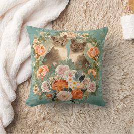 Almofada Jardim Floral Romântico Casa de Gatos Estilo Cotta