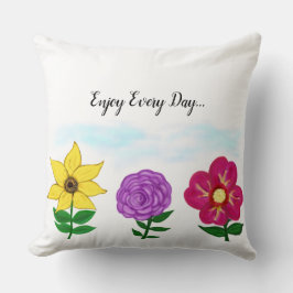 Almofada Jardim Floral Roxo Amarelo Rosa