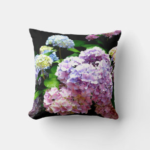Almofada Jardim Hydrangea, rosa, azul, floral roxo