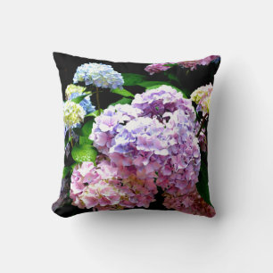 Almofada Jardim Hydrangea, rosa, azul, floral roxo