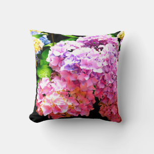 Almofada Jardim Hydrangea, rosa, azul, floral roxo