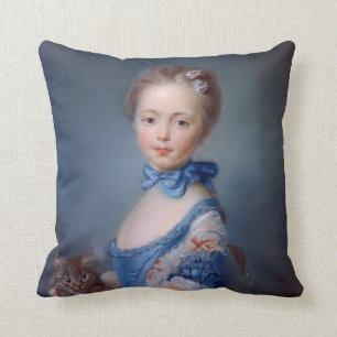 Almofada Jean-Baptiste Perronneau: Menina com gatinho