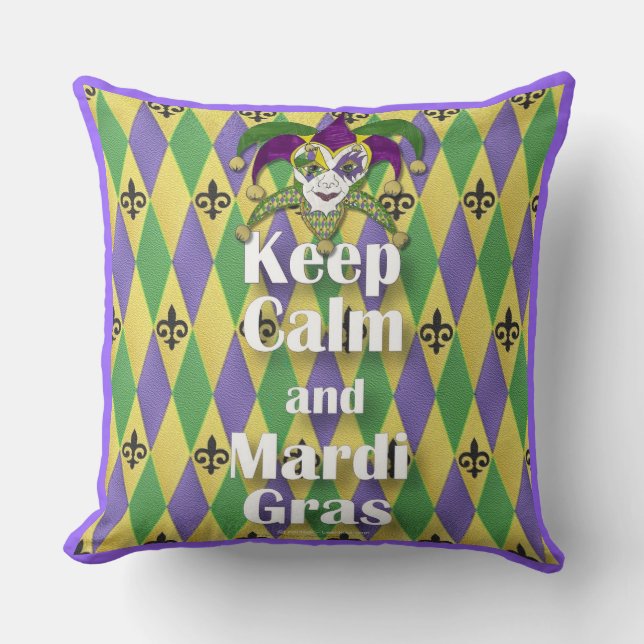 Almofada Jester Mask Keep Calm e Mardi Gras (Frente)