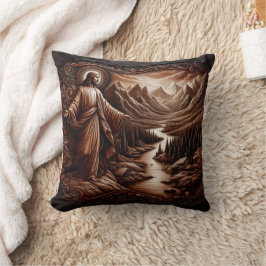 Almofada Jesus acolhendo a paisagem da montanha Serene