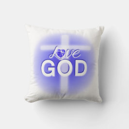 Almofada Jesus Ama Deus Cruz Coração Azul