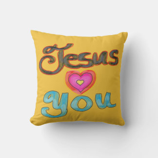 Almofada Jesus Ama Você Nome Personalizado Amarelo