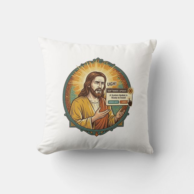 Almofada Jesus Atualização de Software Irritante Pop Up Hum (Frente)