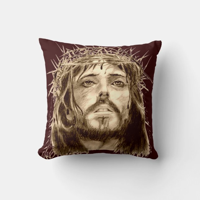 Almofada Jesus Cristo com uma Coroa de Cornos (Frente)