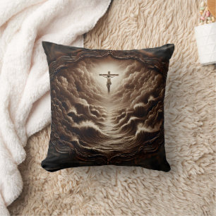 Almofada Jesus Crucificação Sobre Ondas De Oceano Tempestad