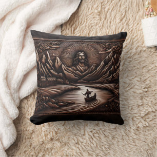 Almofada Jesus e Discípulos em uma Viagem de Rio em Dusk